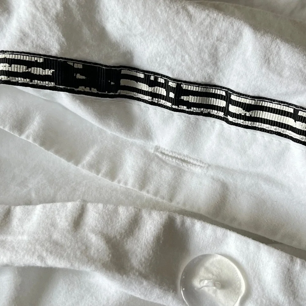 Hotel Collection Duvet Cover Queen White Black Ribbon Trim 100% Cotton Modern